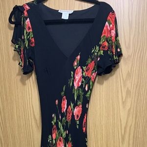 Beautiful Full-length Black Floral Dress